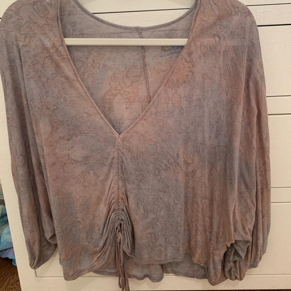 Blue life cinched tie top